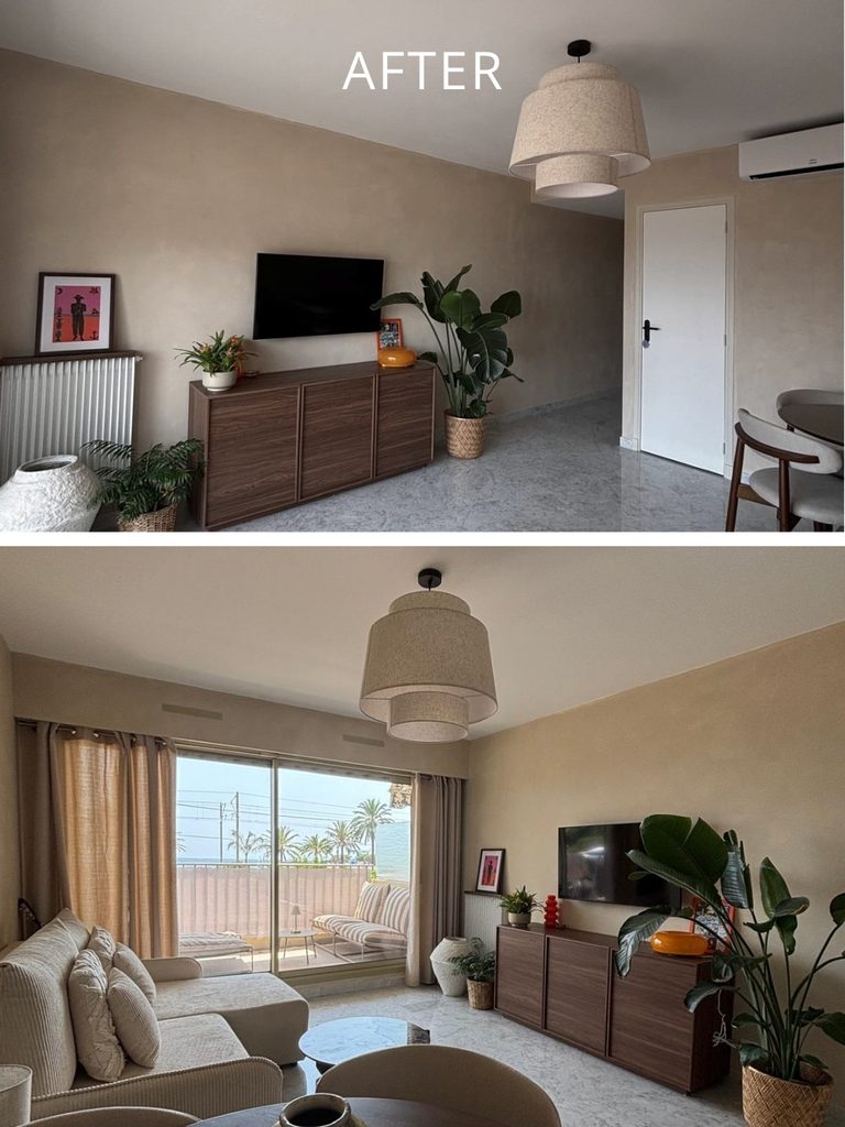 Salon moderne climatisé avec une unité murale réversible posée par notre expert CVC.