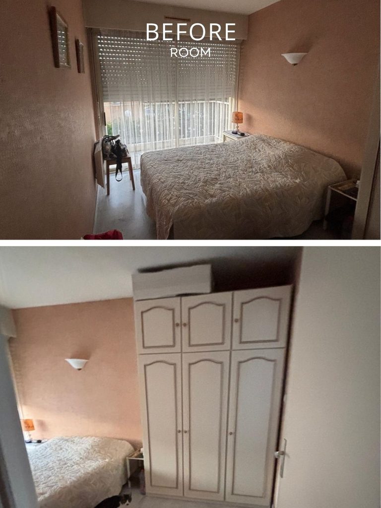 Vue avant travaux d'une chambre à rénover, démontrant l'état initial avant intervention de notre entreprise multiservices.